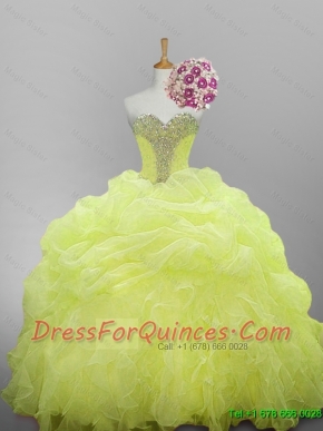 2015 Pretty Sweetheart Beaded Quinceanera Dresses with Ruffled Layers
