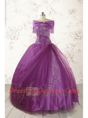 2015 Formal Sweetheart Appliques Purple Quinceanera Dresses