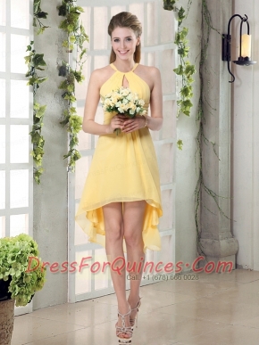 New Fashion Halter Top Asymmetrical  Dama Dress