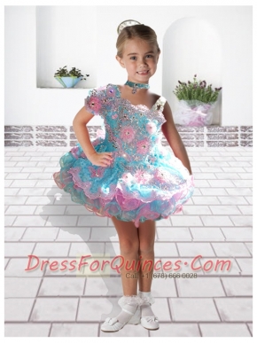 Cute Colorful Asymmetrical Mini-length Little Girl Dress For 2014