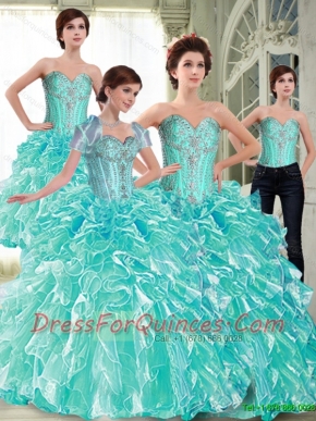 Suitable Ball Gown 2015 Elegant Quinceanera Dresses with Ruffles and Beading