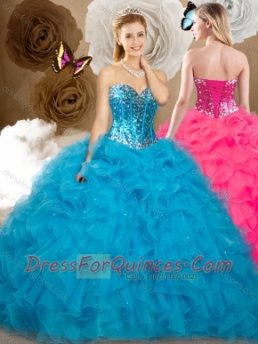 Affordable Ball Gown Sweetheart Beading and Ruffles Sweet 16 Dresses