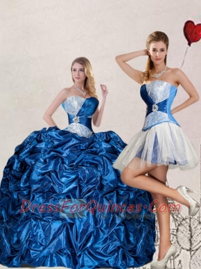2015 Brand New Sweetheart Blue Quinceanera Dress with Pick Up