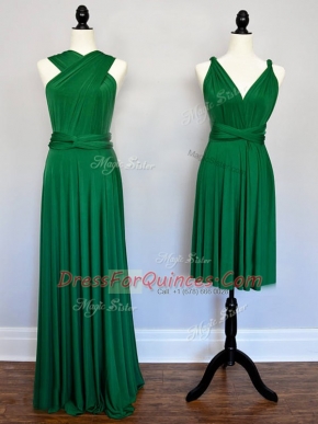 Ruching Quinceanera Court Dresses Dark Green Lace Up Sleeveless Floor Length