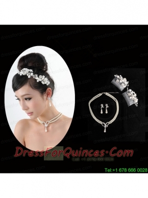 Dignified Necklace and Earings Jewelry Set Including Hairpins