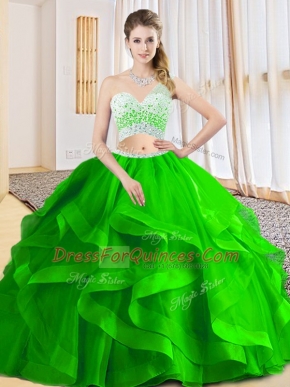 Two Pieces Sweet 16 Dress One Shoulder Tulle Sleeveless Floor Length Criss Cross