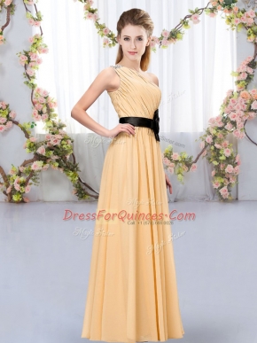 Decent Orange Sleeveless Floor Length Belt Zipper Dama Dress