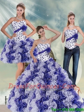 2015 Pretty White and Purple Quinceanera Dress with Ruffles and Beading