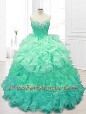 Beautiful Beading and Ruffles Sweet 16 Dresses in Apple Green