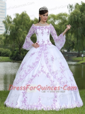 Quinceanera Dress Wholesale Embroidery Long Sleeves With Square Neckline