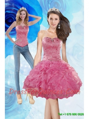 Detachable 2015 Sweetheart Yellow Prom Dress with Beading and Ruffles