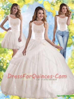 Perfect Hand Made Flowers and Beaded Best Quinceanera Dresses with Bateau