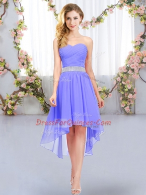 Lavender Vestidos de Damas Wedding Party with Belt Sweetheart Sleeveless Lace Up