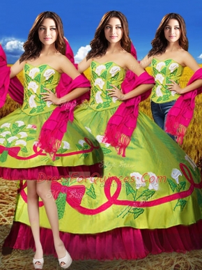 Olive Green Sleeveless Organza and Taffeta Lace Up Quince Ball Gowns for Military Ball and Sweet 16 and Quinceanera