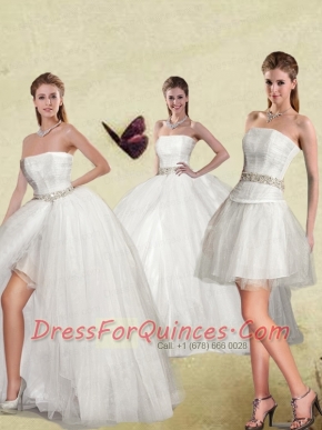 Detachable White Strapless Ball Gown 2015 Sweet Sixteen Dresses