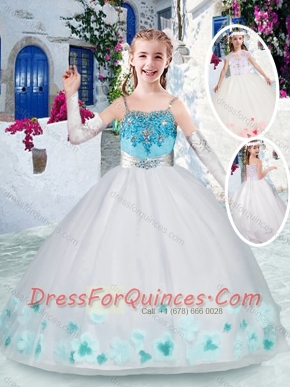 Classical White Little Girl Pageant Dresses with Appliques and Beading