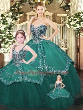 Artistic Sleeveless Lace Up Floor Length Embroidery Ball Gown Prom Dress