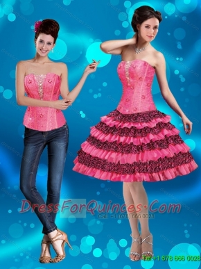 Detachable Strapless 2015 Prom Gown with Beading and Ruffled Layers