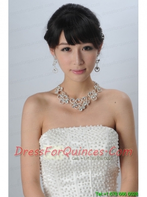 Intensive Flowers Beaded Necklace Tiara and Earrings Jewelry Set