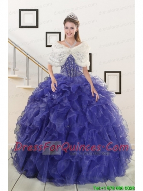 2015 Pretty Sweetheart Quinceanera Dresses with Sequins and Ruffles