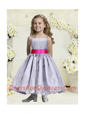 Nice Gray Spaghetti Straps Ankle-length Flower Girl Dress For 2014