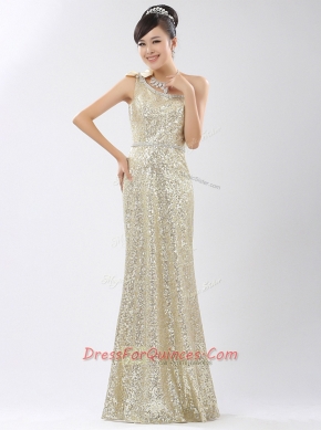 One Shoulder Sleeveless Sequined Homecoming Dress Sequins Zipper