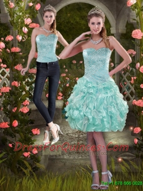 Detachable 2015 Strapless Prom Dress with Beading and Ruffles