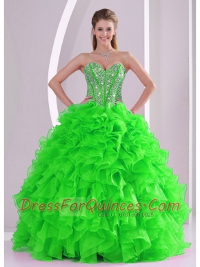 Ball Gown Ruffles and Beading 2013 winter Quinceanera Dresses with Lace up