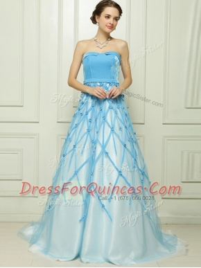 Sleeveless Zipper Floor Length Appliques Prom Party Dress