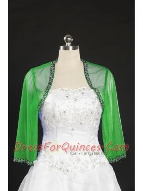 2015 Spring Long Sleeves Green Wraps with Beading