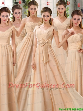 2015 Fashionable Champagne Ruching Chiffon Christmas Party Dresses