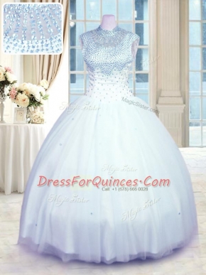 Dramatic Sleeveless Beading Zipper Quinceanera Dress