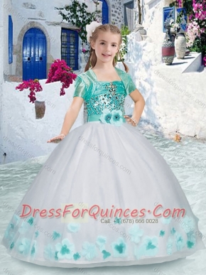 Romantic Spaghetti Straps Little Girl Pageant Dress with Sashes and Beading