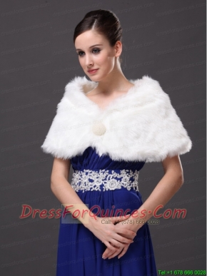 Gorgeous Rabbit Fur Special Occasion / Wedding Shawl  In Ivory With V-neck