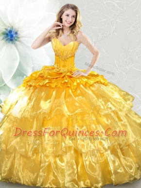 Sweetheart Sleeveless Organza Quinceanera Dress Ruffled Layers and Sequins Lace Up
