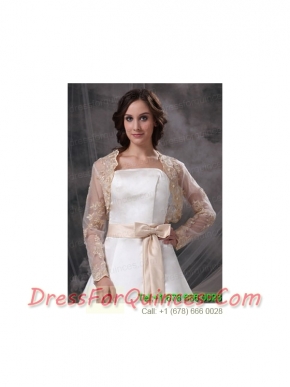 Champane Long Sleeves Jacket With Embroidery