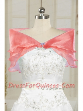 Formal Organza Watermelon Shawls with Beading