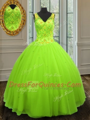 Straps Neckline Beading Quinceanera Dress Sleeveless Zipper