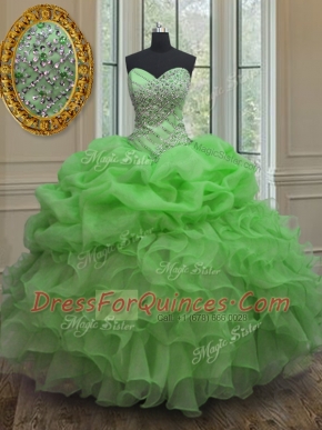 Pick Ups Sweetheart Sleeveless Lace Up Vestidos de Quinceanera Organza