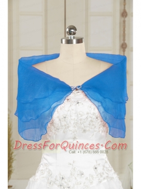 2015 Sweet Beading Open Front Shawls in Blue