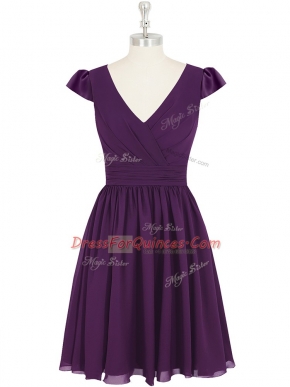 Chiffon Cap Sleeves Mini Length Homecoming Dress and Ruching