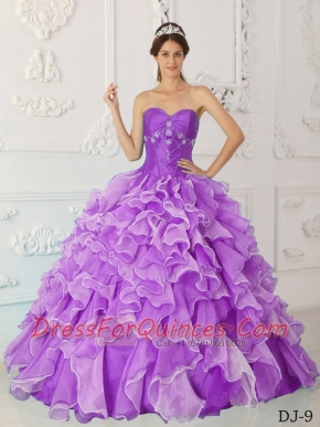 2013 Exquisite Purple A-Line / Princess Sweetheart With Taffeta and Organza Beading Quinceanera Dress