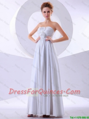 Elegant Hand Made Flowers Empire Prom Dresses in White