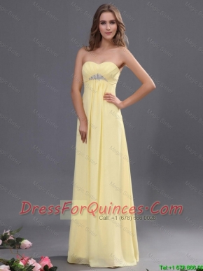 Custom Made Yellow Long Prom Dresses with Beading for 2016