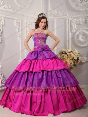 Multi-color Ball Gown Strapless Floor-length Appliques  Quinceanera Dress
