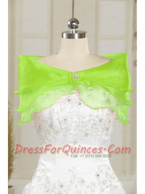 Beautiful Organza Beading Spring Green Shawls for Wedding
