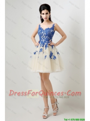 New Arrivals A Line Bateau Prom Dresses with Appliques