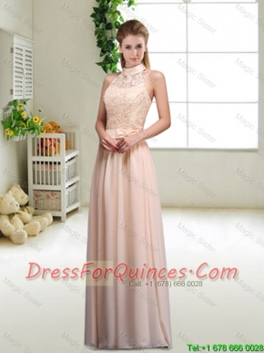 Elegant Laced and Bowknot Prom Dresses with Halter Top