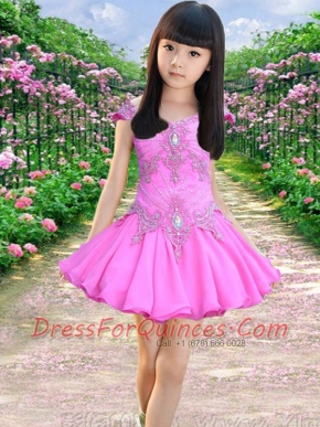 Off the Shoulder A-Line Short sleeves Appliques and Beading Cute Little Girl Dress