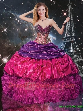 2016 Discount Multi Color Sweetheart Quinceanera Dresses with Beading and Pick Ups